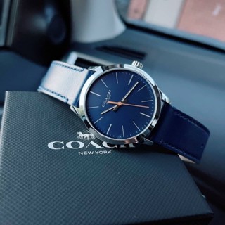 (ผ่อน0%) นาฬิกาข้อมือ Unisex ใส่ได้ทั้งชายและหญิง Coach W1582 Men Baxter watch 14602394 หน้าปัดกลม 39 มม สายหนังสีกรมท่า