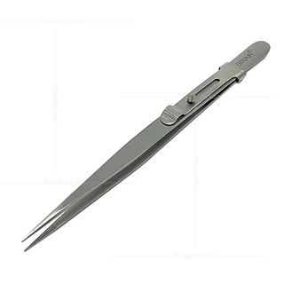 ปากคีบ ปากคีบมีตัวล็อค ยาว 15.5 Cm. แหนบ ที่คีบเพชรพลอยแบบมีตัวล็อค Gogna tweezers stainless steel