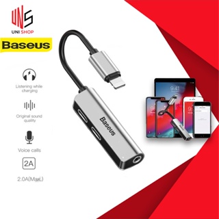 🔥ถูก/แท้🔥Baseus สายแปลงหูฟังไอโฟน 3in1 Adapter to 3.5mm Headphone อแดปเตอร์ ชาร์จ ฟังเพลง