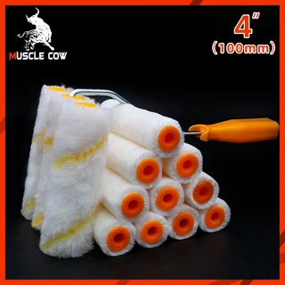 Muscle Cow อะไหล่ลูกกลิ้ง ทาสี ขนแกะแท้ ขนาด 4 นิ้ว (1 กล่อง 10 ลูก) ยี่ห้อ ลูกกลิ้ง สีน้ำ อะคริลิค สีน้ำมัน ขนแกะ