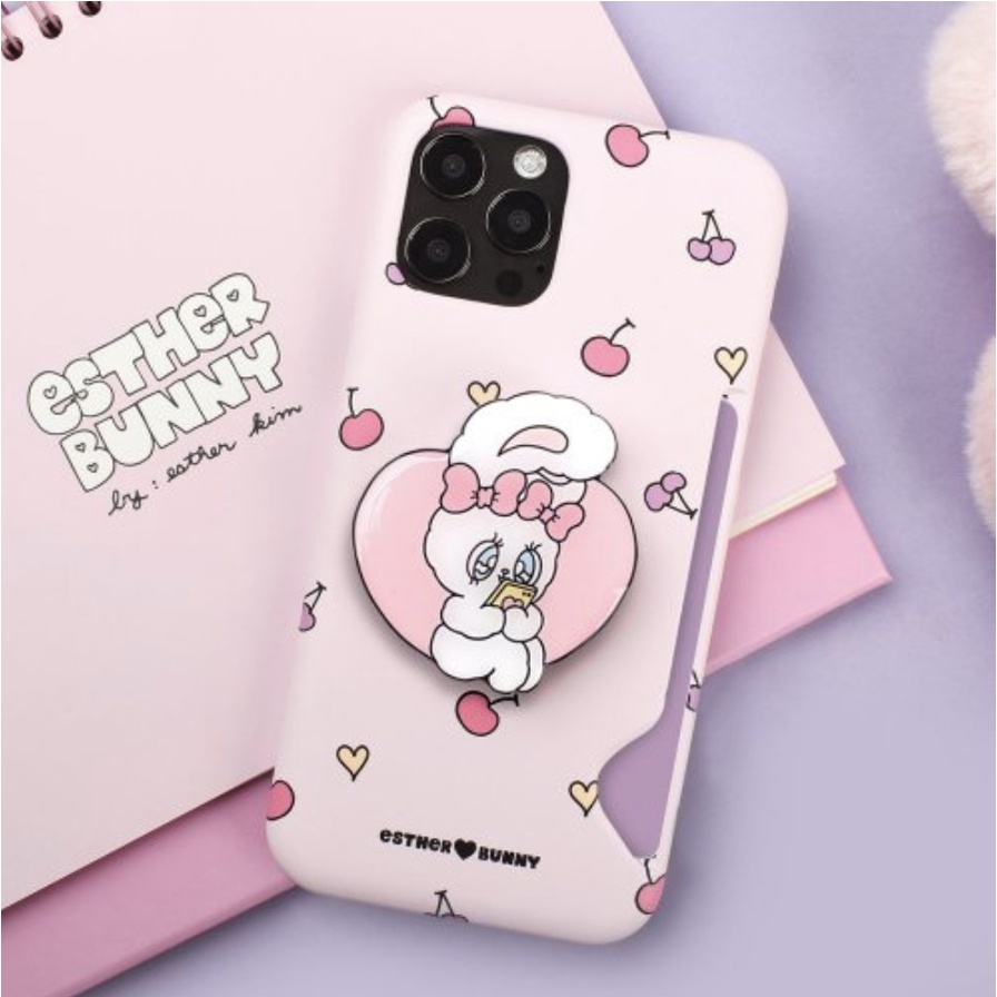 Esther Bunny - Slim phone case with Card slot + grip tok compatible for iPhone 14 13 12 11 pro max galaxy s22 ultra s21 xs