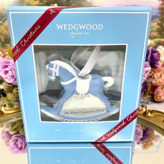 งานซ่อมหาง Wedgwood Jasperware Blue Rocking Horse Tree Ornament รูปปั้นม้า