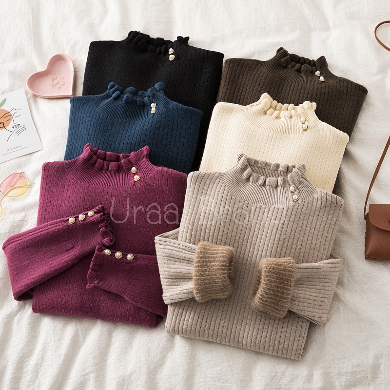 6 สี / อก 36-40 เสื้อแขนยาวบุขน เสื้อคอปีนบุขน รุ่น Neck Peen Mook