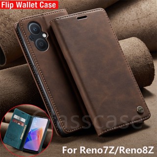 เคสโทรศัพท์หนัง ผิวด้าน ฝาพับ พร้อมช่องใส่บัตร กันกระแทก สําหรับ Oppo Reno8 Reno7 Z Reno 8Z 7Z 5G