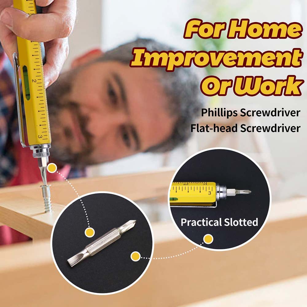 6 In1 Multifunction Handheld Screwdriver Tool Ballpoint Pen Measure Technical Ruler Screwdriver Spir