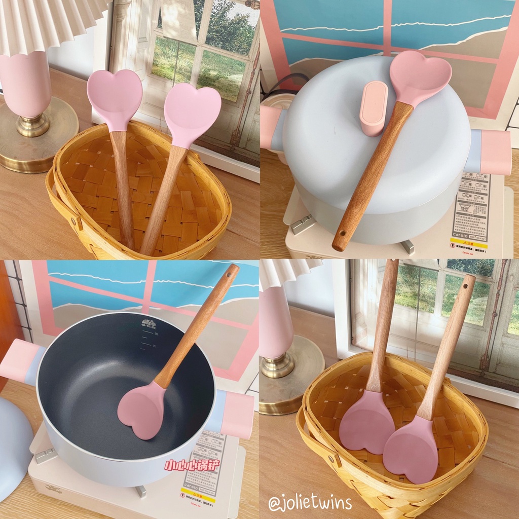 พร้อมส่ง PP ไม้พาย ซิลิโคน สีชมพู รูปหัวใจ สุดคิ้วท์ สไตล์เกาหลี พร๊อบถ่ายรูป เป็นของตกแต่งห้องครัวเก๋ๆก็ได้ 60010