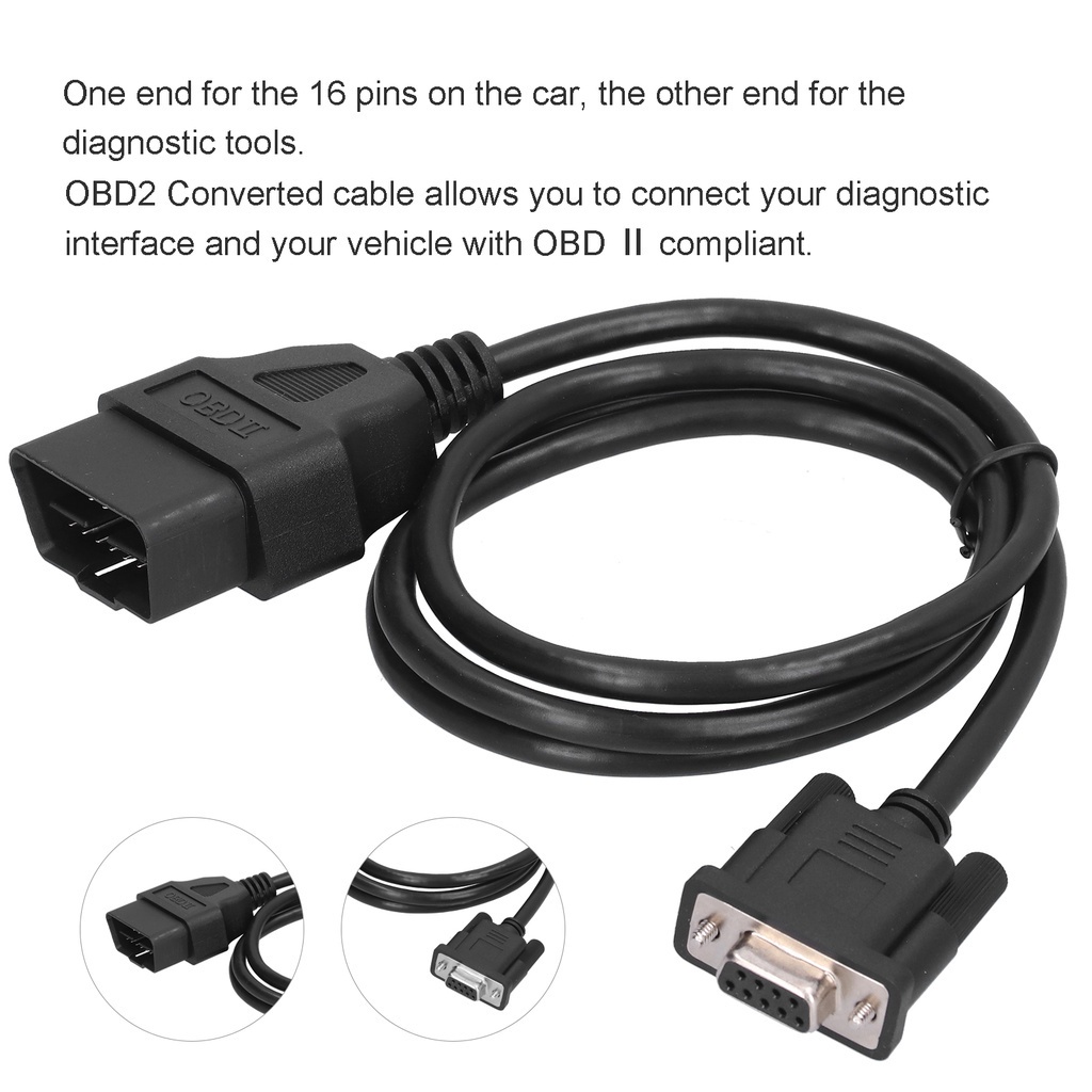 พร้อมส่ง   อะแดปเตอร์เชื่อมต่อสายเคเบิ้ล 16Pin Obd2 To Rs232 Db9 สําหรับรถยนต์