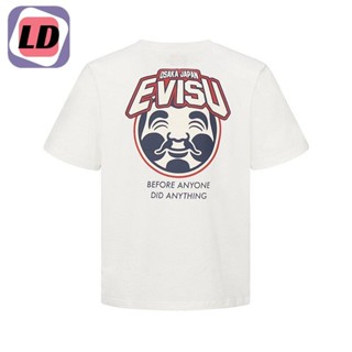 LD Evisu เสื้อยืดแขนสั้นพิมพ์ลายโลโก้ Buddha Head สําหรับบุรุษ เสื้อยืดคัตตอน เสื้อยืดคอกลม