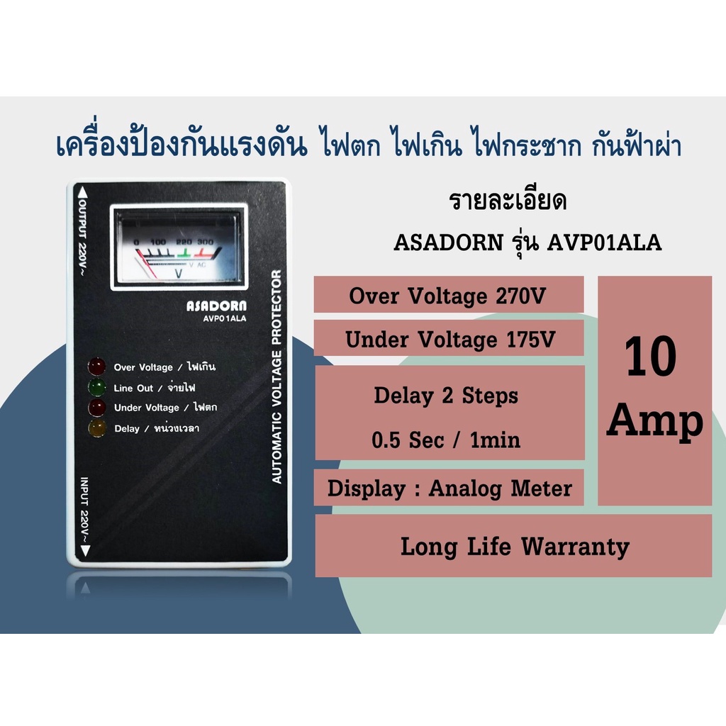 เครื่องป้องกันไฟตก ไฟเกิน ไฟกระชาก กันฟ้าผ่า รุ่น AVP01ALA