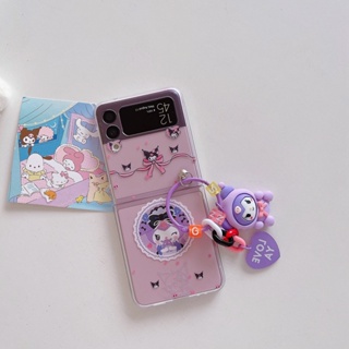 เคสโทรศัพท์มือถือ PC ป้องกัน ลายการ์ตูน พร้อมจี้ห้อย สําหรับ Samsung Galaxy Z Flip3 Z Flip4