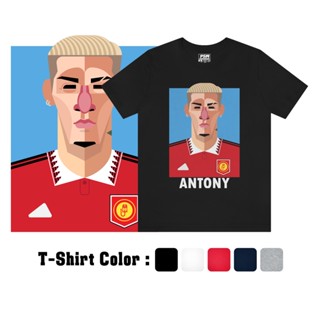 PSM เสื้อยืดลายนักฟุตบอล เสื้อลาย Antony แมนยูฯ 2022-23