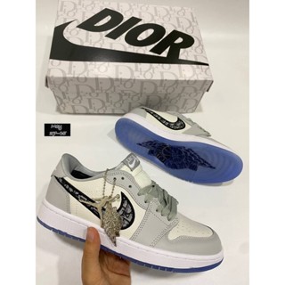 [J o r d a n]🔥รองเท้าผ้าใบ ไนท์กี้ Air jordan 1dior low พร้อมกล่อง/ใบเสร็จ✅ใส่ได้ทั้งชายและหญิง รองเท้าลำลอง รองเท้าชาย