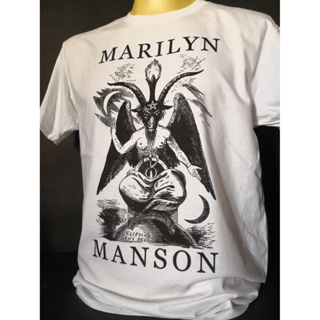 เสื้อยืดเสื้อวงนำเข้า Marilyn Manson Baphomet Bigger Than Satan Industrial Metal Industrial Rock Alternative Hard R_17