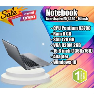 Notebook โน๊ตบุ๊ค Acer Aspire E5-432G(N3700/4GB/500GB/VGA 920M 2GB)+Adapter+กระเป๋า 💢 Dead Pixel 1 จุด