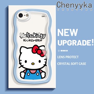 สําหรับ iPhone 6 6 Plus 6s 6s Plus เคสการ์ตูน Hello Kitty รูปแบบ ที่มีสีสัน น่ารัก ครีม ขอบคลื่น นิ่ม ใส กันกระแทก เคสโทรศัพท์