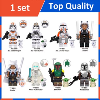 Tv6102 White Darth Vader Mandalorian Bbba Fett Clone Trooper ฟิกเกอร์ ขนาดเล็ก 8 ชิ้น / ชุด บล็อกตัวต่อ ของเล่นเด็ก ของขวัญ