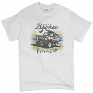 เสื้อยืด ผ้าฝ้าย 100% พิมพ์ลาย Ford Bronco Enjoy the Ride Offroad SUV สําหรับผู้ชาย