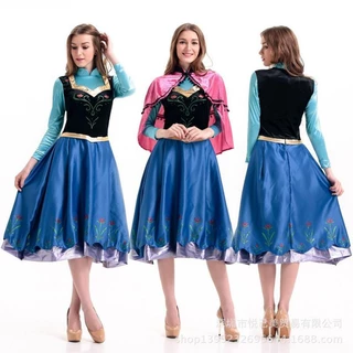 ชุดแม็กซี่เดรสคอสเพลย์ Anna Frozen Christmas พร้อมเสื้อคลุม เหมาะกับปาร์ตี้ฮาโลวีน สําหรับผู้หญิง และผู้ใหญ่