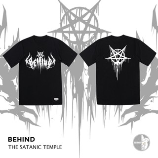 BEHIND เสื้อยืด “THE SATANIC TEMPLE “ แขนสั้น แนวสตรีท Oversize เสื้อยืดชาย หญิง