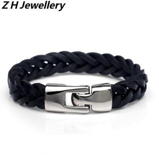 [Z H Jewelry] สร้อยข้อมือหนัง หลายชั้น สไตล์ฮิปฮอป ร็อค เรโทร เครื่องประดับแฟชั่น สําหรับผู้ชาย