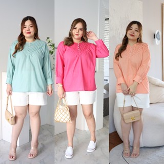 S450-0054 เสื้อตีเกล็ด (สีชมพู สีเขียว สีส้ม) สาวอวบ