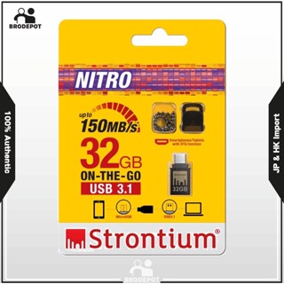 Strontium Nitro 32GB Dual Drive USB 3.1 Metal Flash Pen Drive OTG Up to 150MB/S Micro USB and USB 3.0 3.1 for Android Smartphones Tablets Computers Laptops (SR32GBBOTG2Y)