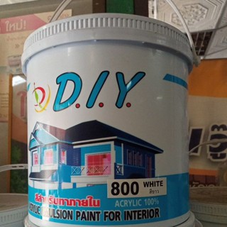 สีน้ำอะคริลิค DIY(ดีไอวาย) สำหรับภายใน ชนิดด้าน สีขาว D.I.Y ACRYLIC EMULSION PAINT FOR INTERIOR #800 White