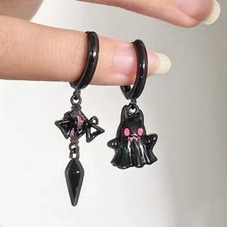 Asymmetrical Funny Face Earrings Black and White Little Ghost Earrings Ins Small Crowd Sweet Cool Y2k Hot Girl Earrings