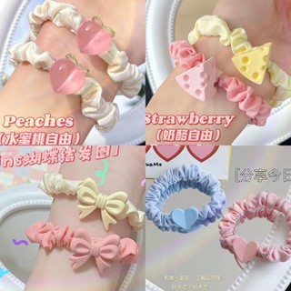 โบว์สีชมพูน่ารัก scrunchie เครื่องประดับผมแฟชั่นผู้หญิง