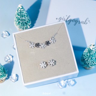 เซทเครื่องประดับเงินแท้รุ่น Elsa จี้เกล็ดหิมะ โดนน้ำได้ไม่ลอก