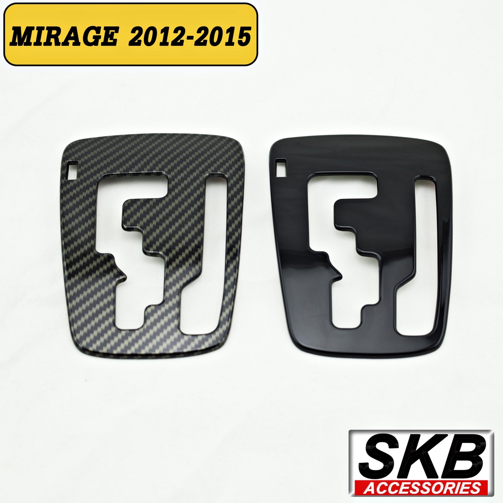 MIRAGE 2012-2015  ครอบเกียร์ AUTO MIRAGE 2012-2015  ครอบเกียร์สีดำ Piano Black ครอบเกียร์เคฟล่าร์