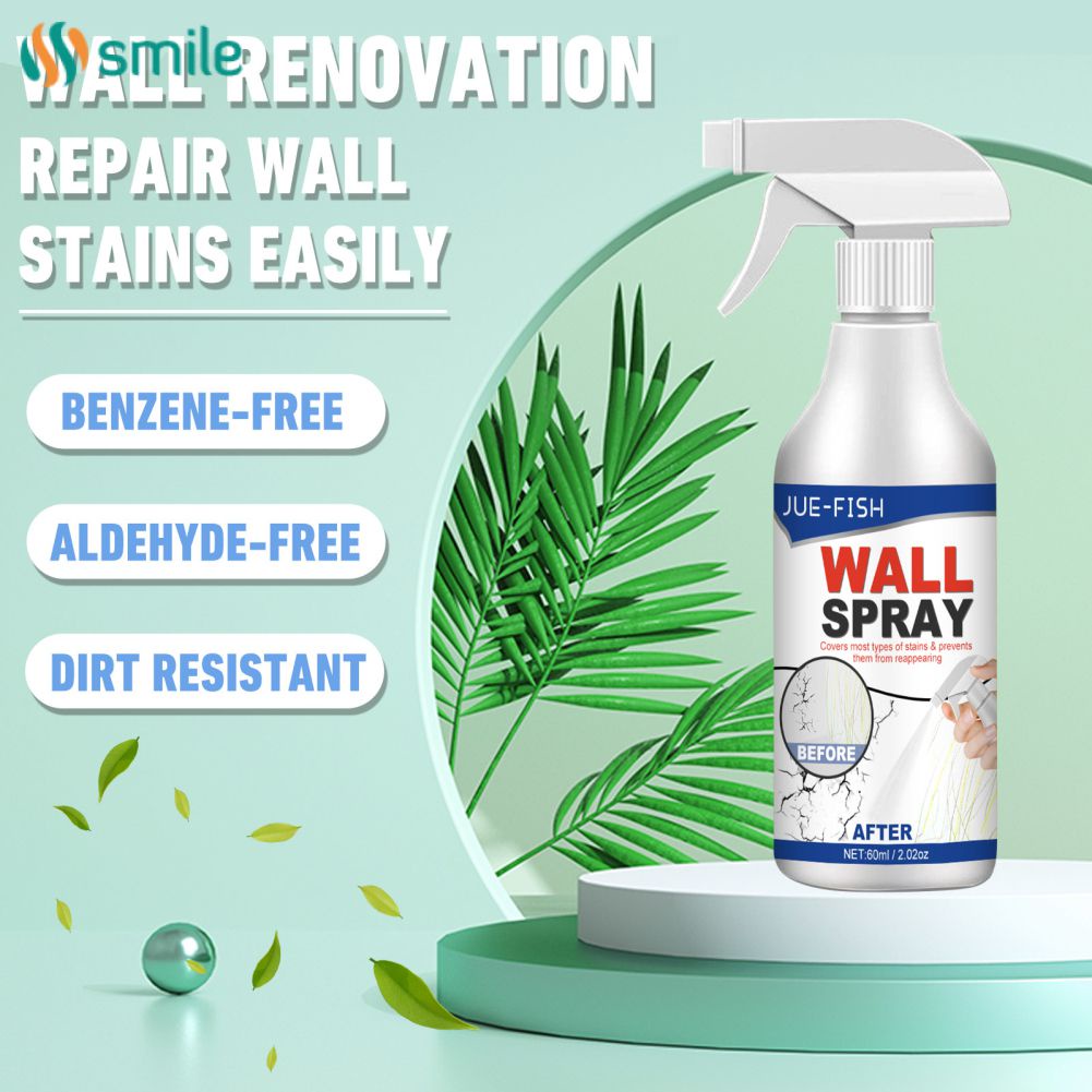 ღ Ldylist Wall Paint Remover Spray น้ำยาทำความสะอาดมัลติฟังก์ชั่นใช้ Cover Wall Stains ตกแต่งในร่มในครัวเรือน Mildew Resistant Cleaner Remover สเปรย์ Ldylist