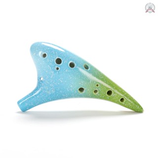 เครื่องดนตรีเซรามิก Ocarina Alto C Starry Style พร้อมเชือกเส้นเล็ก 12 หลุม สําหรับคนรักดนตรี และผู้เรียน