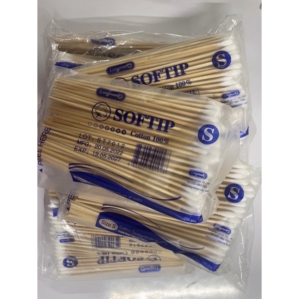 สำลีก้าน Longmed สำลีพันไม้ สำลีก้านไม้ยาว สำลีก้าน Wooden Swab 15 cm S M L 100 ก้าน