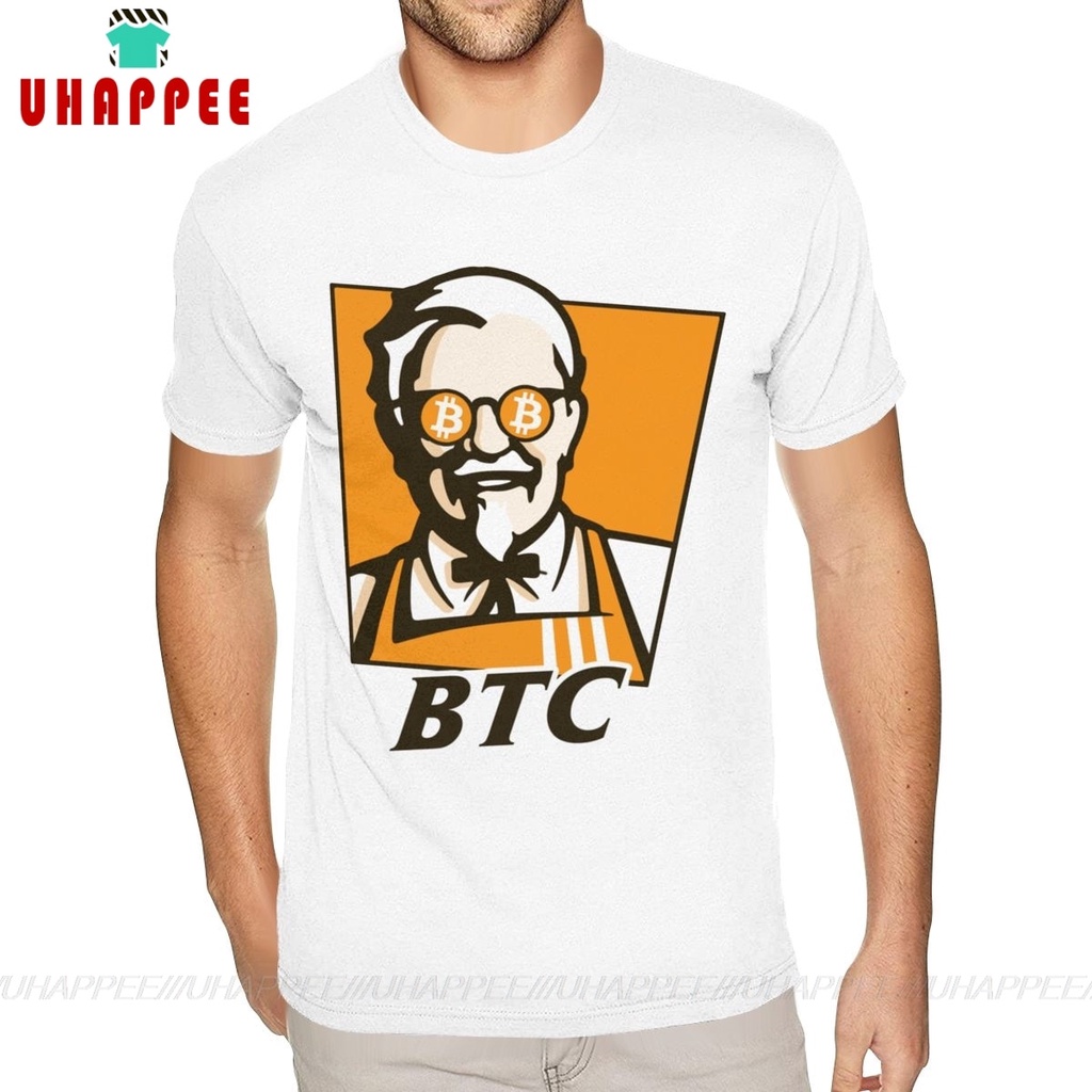 เสื้อยืดสำหรับผู้ชาย ออกแบบพิมพ์ Bitcoin พิเศษ ทำจากคอทตอน สีขาว