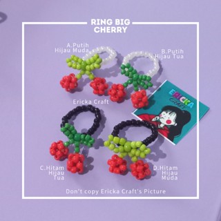 แหวนลูกปัดเชอร์รี่ ขนาดใหญ่ KPOP Y2K CHERRY BEAD RING BY ERICKA CRAFT