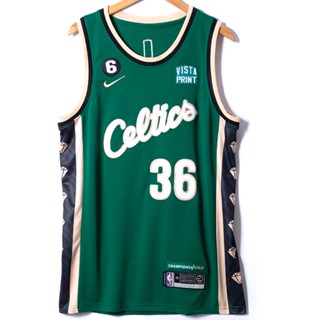 เสื้อกีฬาบาสเก็ตบอล ปักลาย Boston Celtics 36 Marcus สีเขียว สําหรับผู้ชาย 2023