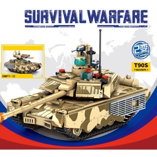 Moc WW2 2in1 T90S โมเดลรถถังหลัก BMPT-72 ของเล่นสําหรับเด็ก 710 ชิ้น