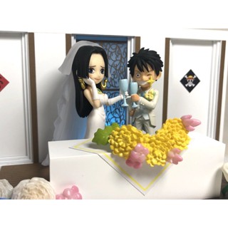 Luffy &amp; Boa Hancock Wedding ของแท้ JP แมวทอง - WCF Banpresto [โมเดลวันพีช] (2 ตัว)