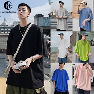 Hatton Gutto C0D OOTD เสื้อยืดคอกลม แขนสั้น สีเทา แบบเรียบ เรียบง่าย สไตล์เกาหลี ฮิปฮอป สําหรับผู้ชาย และผู้หญิง