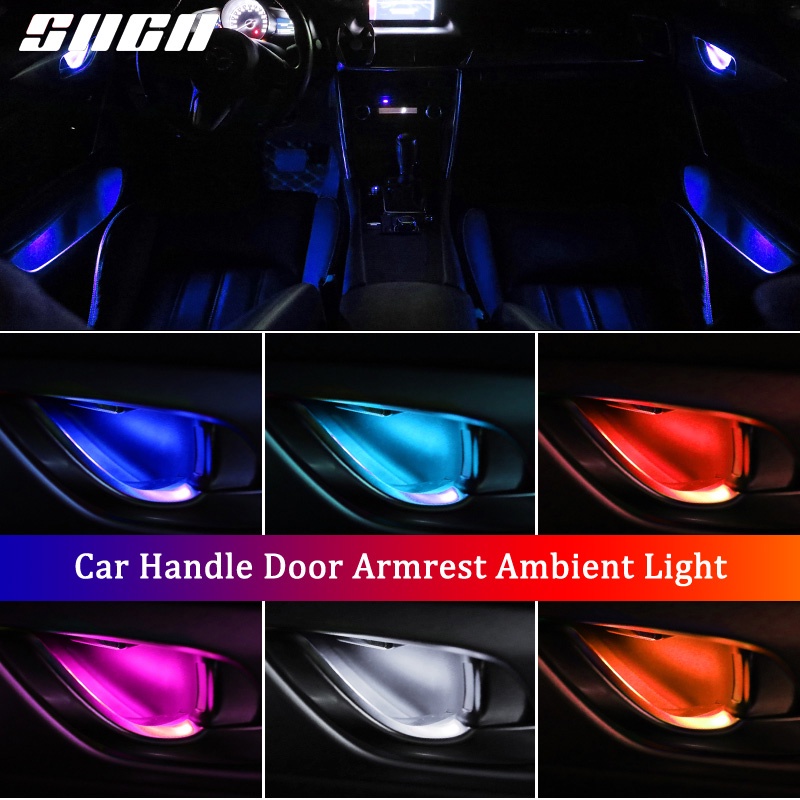 4pcs Atmosphere Light Auto Interior Inner Door Bowl Handle Armrest Light Car Ambient Light For Ford Focus Kuga Fiesta Ec
