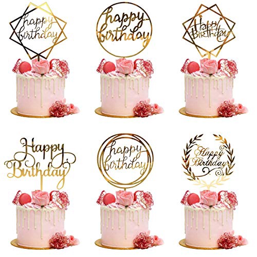 ป้ายท็อปเปอร์ ลาย happy birthday สำหรับปักเค้ก
