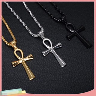 【LK】Fashion Men Cross Pendant Long Chain Necklace Party Club Jewelry Birthday Gift