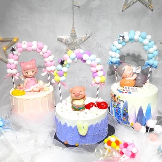 ป้ายปักเค้ก ซุ้มโค้ง HBD Happy Birthday ป้ายปักรูปก้อนเมฆ CAKE อุปกรณ์ตกแต่งเค้ก C23/C22