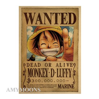 Amymoons โปสเตอร์ ลายการ์ตูนอนิเมะ One Piece A006 Luffy Bounty Order สําหรับตกแต่งผนังบ้าน