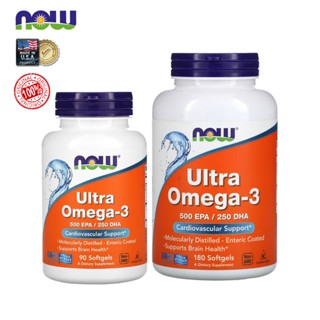 [พร้อมส่ง] NOW Foods, Ultra Omega-3, 500 EPA / 250 DHA อัลตร้าโอเมก้า 3 (90 Enteric Coated Softgels)