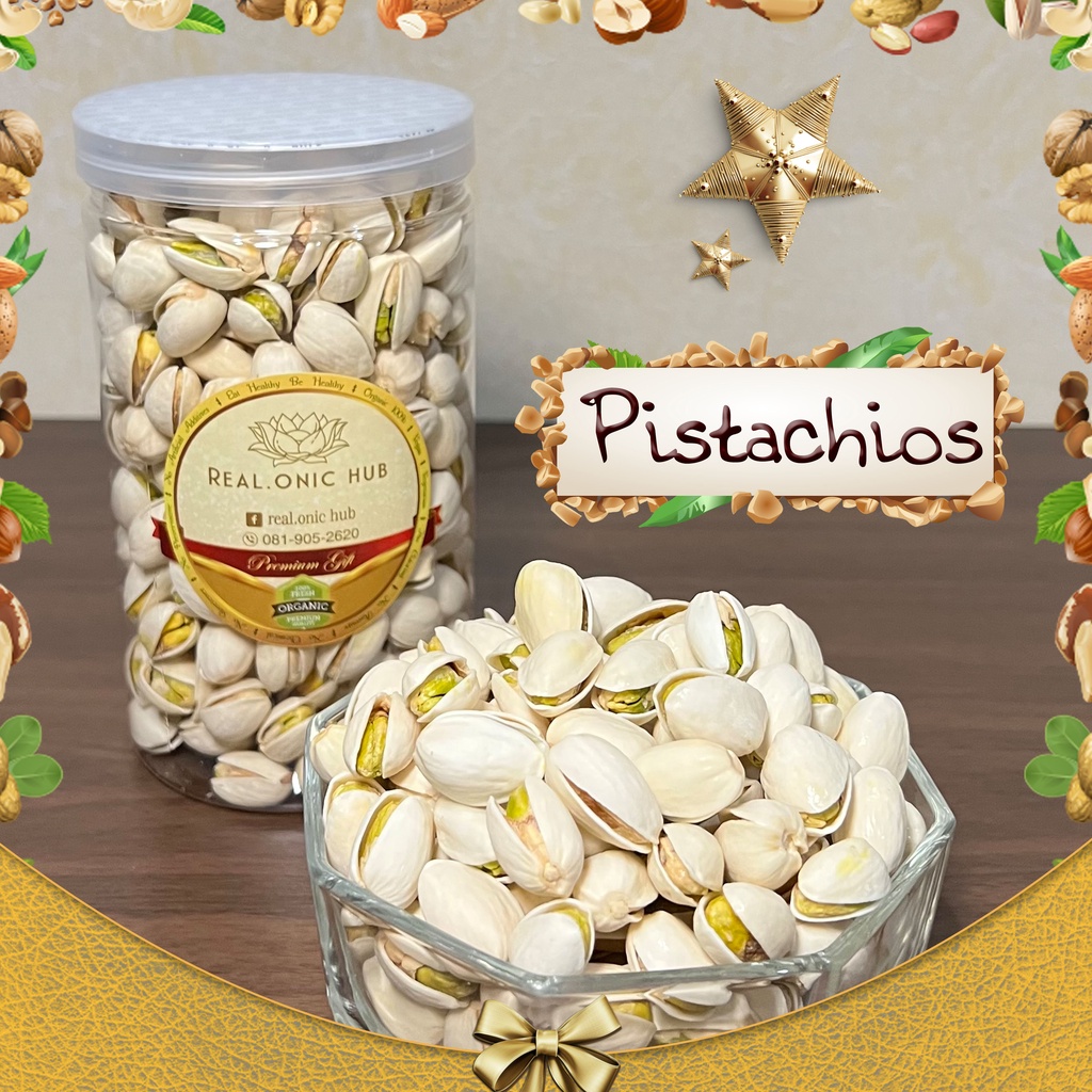 กระปุก 💝 พิสตาชิโอ จัมโบ้ ออแกนิค อบเกลือ ไม่ฟอกสี (Natural Unbleached Jumbo Pistachios Roasted Salted) 💝 ถั่ว USA