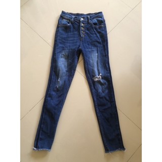 กางเกงยีนส์ขายาวยืด กระดุม ป้าย LADYTEYA JEANS size L