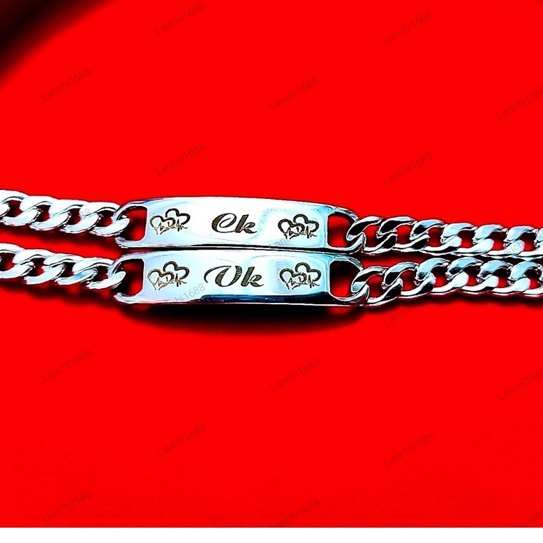 ชุดสร้อยข้อมือ VK CK 2 ชิ้น สร้อยข้อมือสแตนเลสไทเทเนียมโซ่ you-me 2 ชิ้นสําหรับผู้ชายและผู้หญิง (ราค