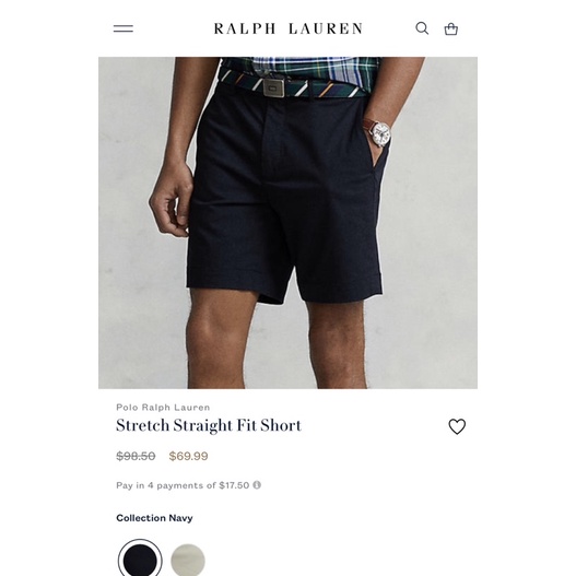 POLO RALPH LAUREN Stretch Straight Fit Short กางเกงชิโน่ ขาสั้น ผู้ชาย โปโล ราล์ฟ ลอเรน รุ่น STRETCH